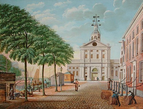 Gezicht op de Wester Nieuwehoofdpoort vanaf de Leuvehaven westzijde, 1835, David Welle