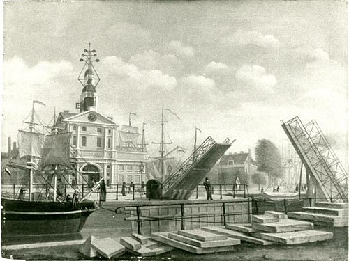View of the Wester Nieuwehoofdpoort from the southwest, 1835, David Welle