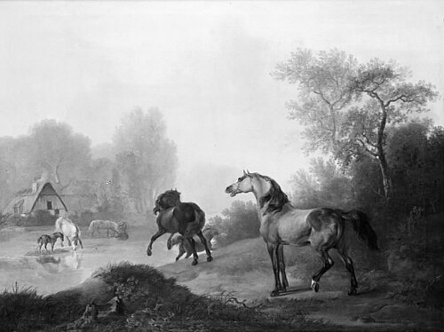 Vilde heste i et stutteri, 1821, Christian David Gebauer