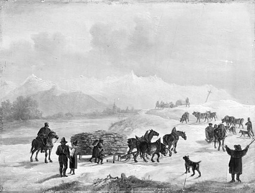 Slædefart i de bajerske bjerge, 1811, Christian David Gebauer