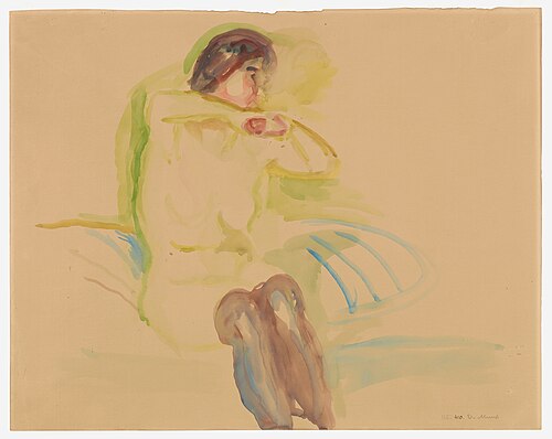 Seated Female Nude with Stockings, , Edvard Munch