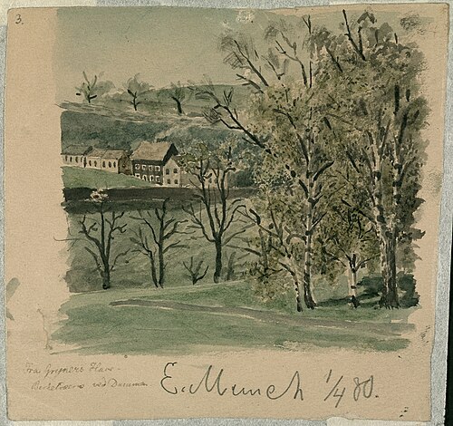 Fra hagen på Nedre Foss, 1880, Edvard Munch