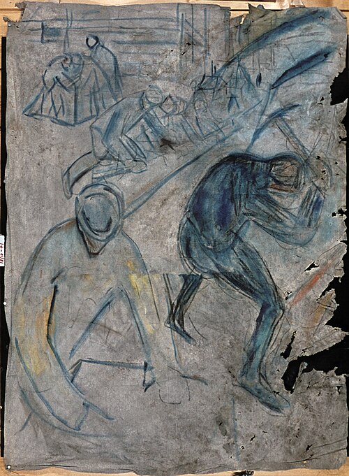 Workers in Snow: Fragment, 1930, Edvard Munch