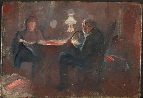Autour de la lampe à paraffine, 1883, Edvard Munch