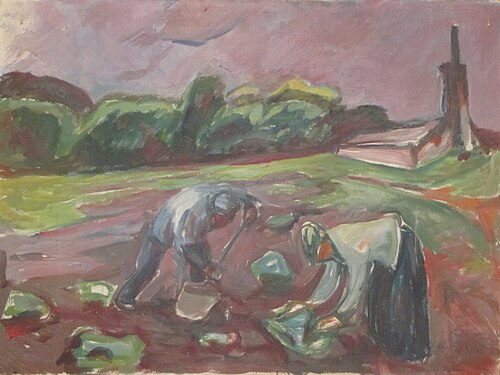 Au travail près de la serre, 1924, Edvard Munch