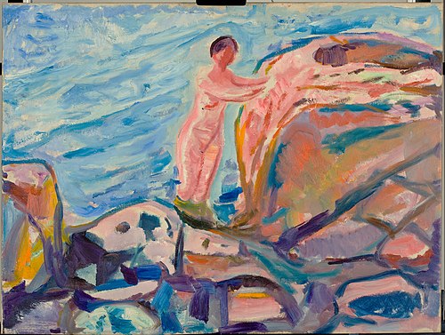 Bathing Woman by a Red Cliff, 1914, Edvard Munch