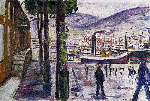 port de Bergen, 1916, Edvard Munch