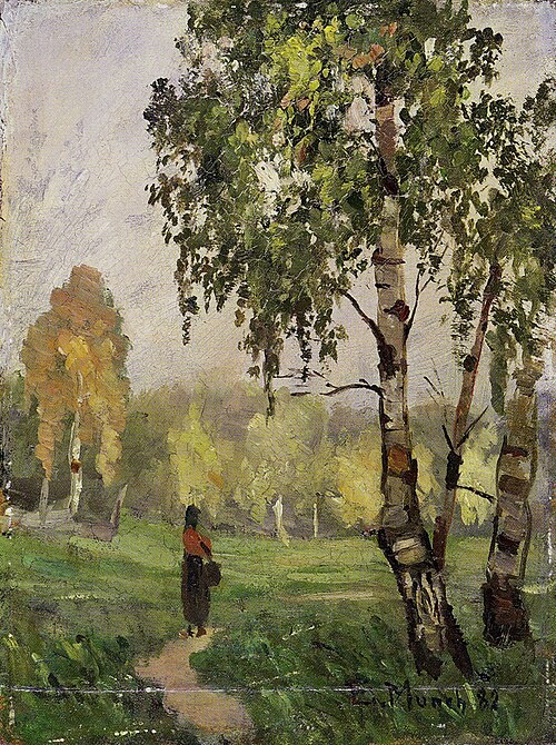 Bouleaux avec femmes marchant, 1882, Edvard Munch