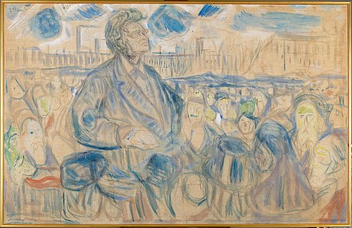 Bjørnstjerne Bjørnson Speaking to the People, 1909, Edvard Munch