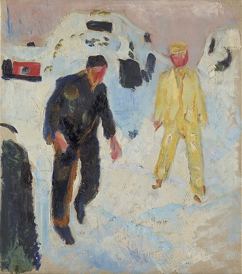 Black and Yellow Man in Snow, 1910, Edvard Munch