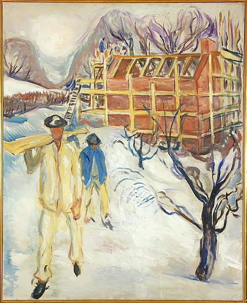 Building Workers in Snow, 1920, Edvard Munch