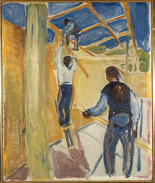 Building Workers in the Studio, 1920, Edvard Munch