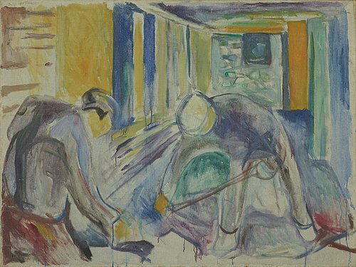 Building Workers in the Studio, 1920, Edvard Munch