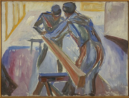 Carpenters in the Studio, 1920, Edvard Munch
