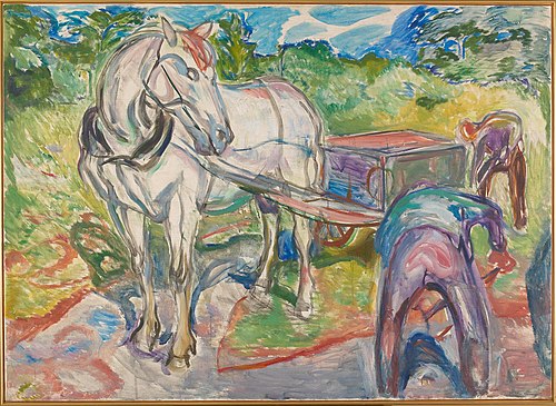 Digging Men with Horse and Cart, 1920, Edvard Munch