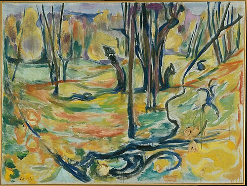 forêt d'ormes en automne, 1919, Edvard Munch