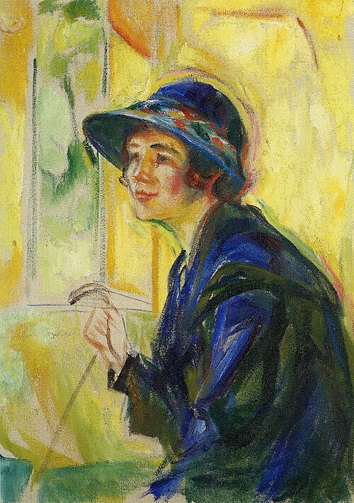 Portrait de femme sur un fond jaune, 1922, Edvard Munch
