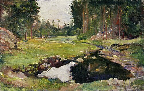 Paysage de forêt avec un petit lac, 1887, Edvard Munch