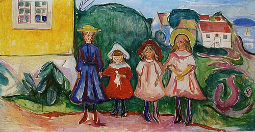 Quatre Filles à Åsgårdstrand (Frise de Freia IX), 1922, Edvard Munch