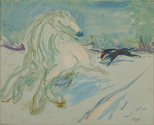 Cheval blanc au galop, 1928, Edvard Munch