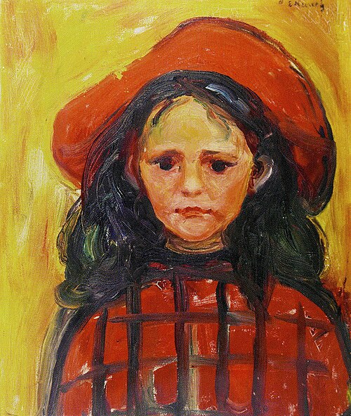 Girl with Red Chequered Dress and Red Hat, 1902, Edvard Munch