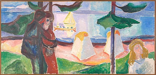 Groupes de gens sur la plage, 1910, Edvard Munch