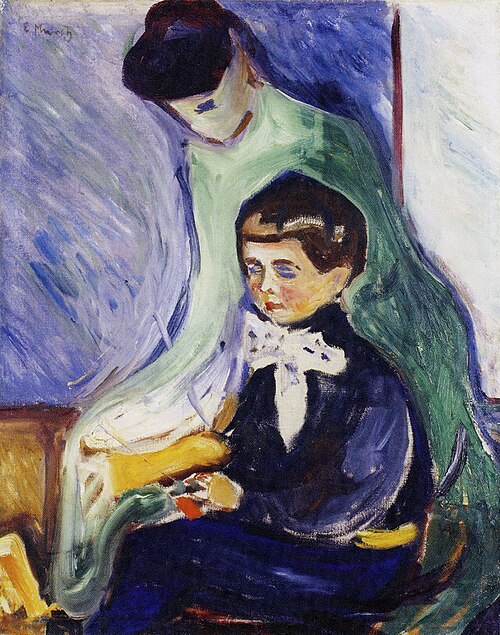 Hans Herbert Esche et sa nounou, 1905, Edvard Munch