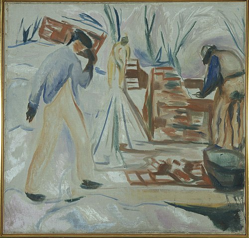 Maçon au travail sur l'immeuble du studio, 1920, Edvard Munch