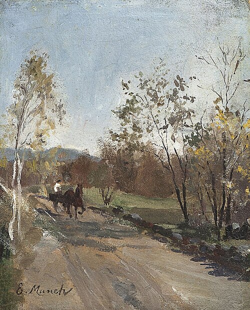 Cheval et charrette sur une route de campagne, 1880, Edvard Munch