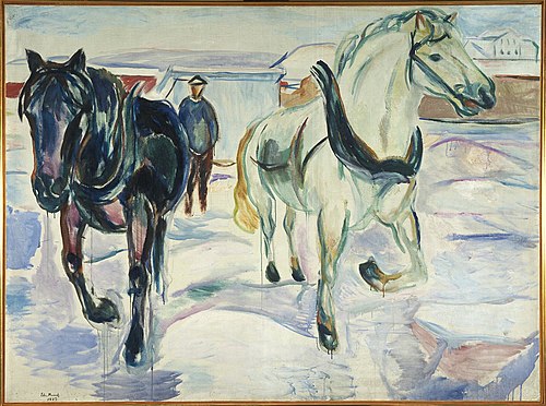 Groupe de chevaux dans la neige, 1923, Edvard Munch