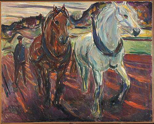 Groupe de chevaux labourant, 1919, Edvard Munch
