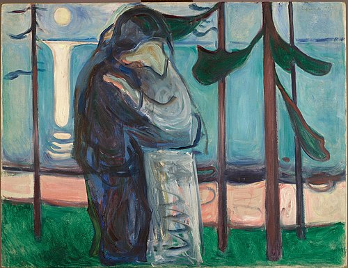 Kiss sur la côte au clair de lune, 1914, Edvard Munch