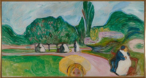 Couples s'embrassant dans le parc (Frise Linde), 1904, Edvard Munch