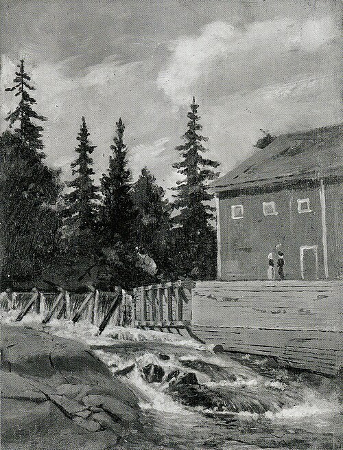 Paysage à la cascade et la maison, 1882, Edvard Munch