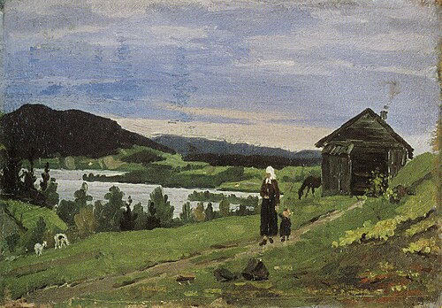 Paysage avec une femme et un enfant, 1881, Edvard Munch