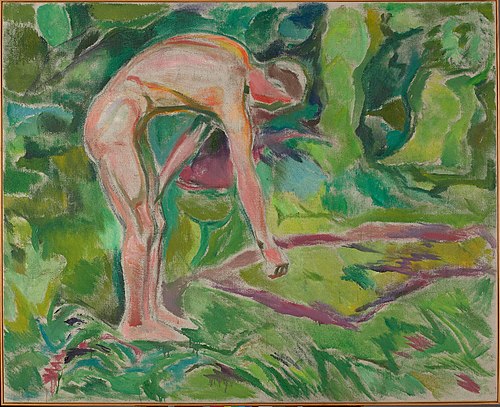 Nu masculin s'inclinant en avant dans les bois, 1919, Edvard Munch