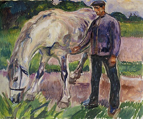 Homme avec un cheval, 1918, Edvard Munch