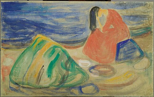 Mélancolie. Femme pleurant sur la plage, 1906, Edvard Munch
