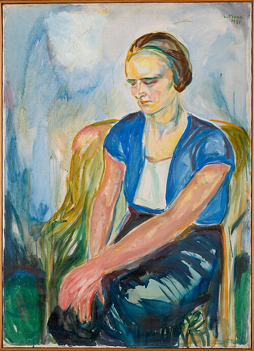 Modèle aux mains sur les genoux, 1926, Edvard Munch
