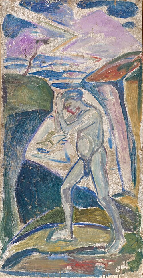 Homme nu dans un paysage rocheux, 1926, Edvard Munch
