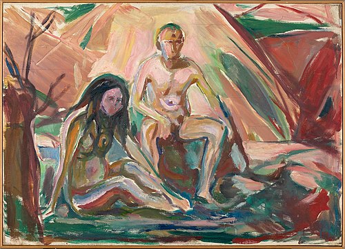 Homme et Femme nus, assis, 1924, Edvard Munch