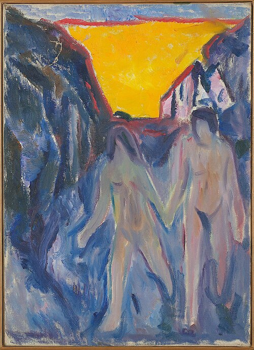 Homme et Femme nus, marchant, 1924, Edvard Munch