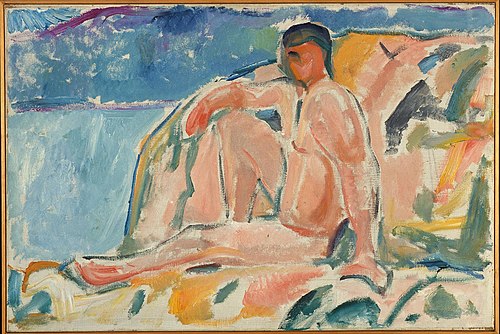 Homme nu sur un rocher, 1915, Edvard Munch