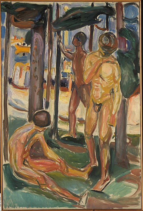 Hommes nus dans un paysage, 1923, Edvard Munch