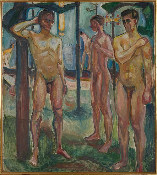 Hommes nus dans un paysage, 1923, Edvard Munch