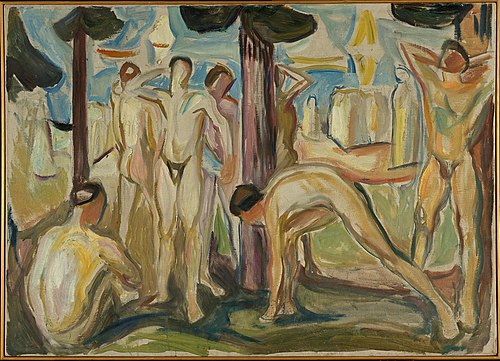 Hommes nus dans un paysage, 1923, Edvard Munch