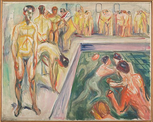 Hommes nus à la piscine, 1923, Edvard Munch