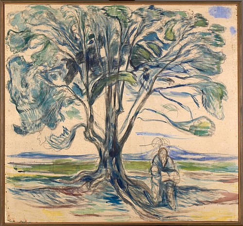 Vieil Homme assis sous un arbre, 1909, Edvard Munch