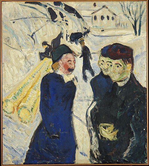 Transport de passagers et de bois dans une rue de Kragerø, 1910, Edvard Munch