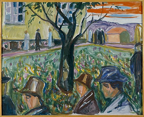 Personnes déambulant au jardin, 1929, Edvard Munch